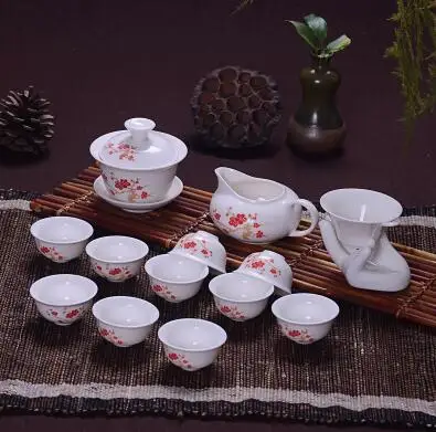 14 Pcs Travel Tea Sets Chinese Portable Ceramic Bone China teaset Gaiwan Teacup Porcelain Tea Cup The Kung Fu Teapot Set