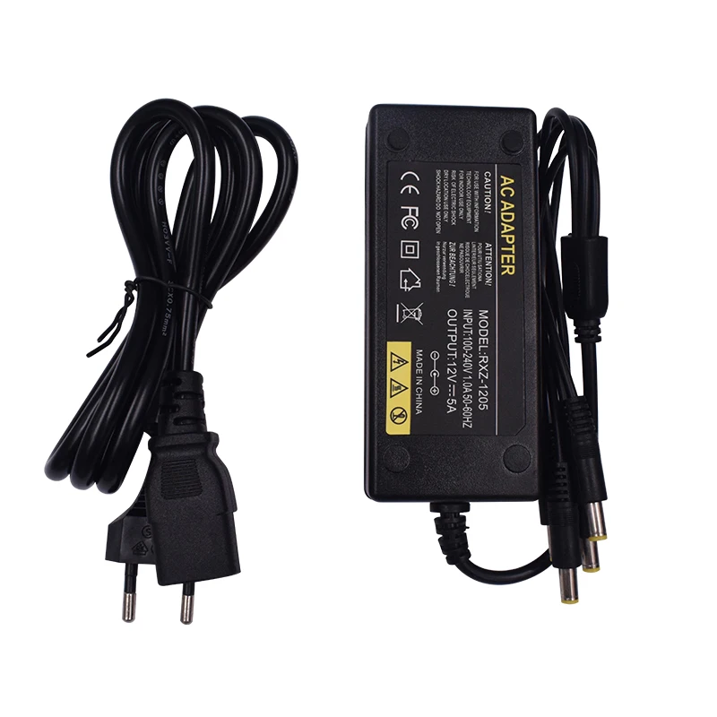 DC 12V 5A Power Supply Adapter With DC 1 To 5 Power Splitter Cable 1 Female to 5 Male LED Lamp For CCTV Cameras