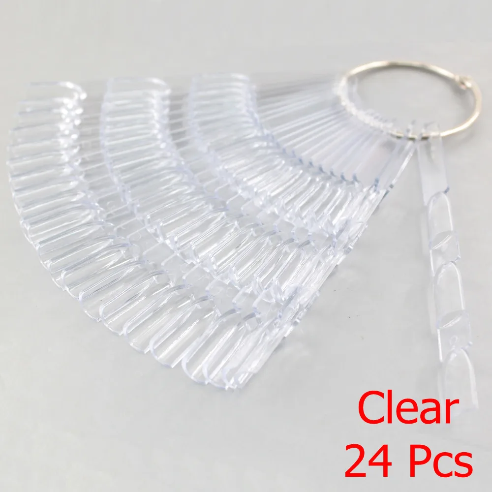 Falsche Nagelspitzen-Fan Nature Clear Black 12/24/32/50 Stück/Set Finger Full Card Nail Art Display Übungspolitur alles für Maniküre