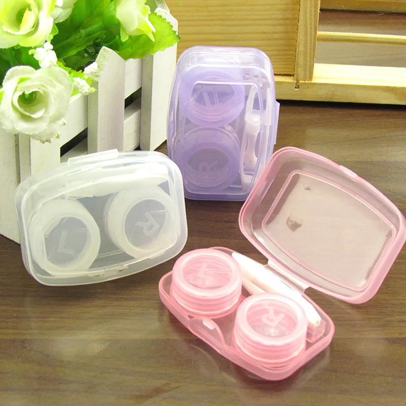 

10pcs Fashion High quality Transparent Plastic Contact Lens Case Travel Kit Easy Take Container Holder Random Color 6.5*4.5*2cm