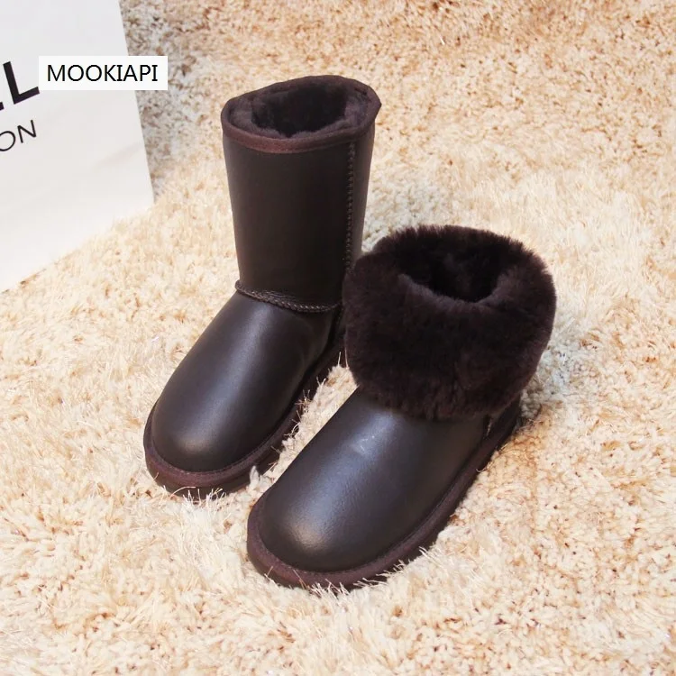 2019 Free shipping! Classic Nature fur Wool real sheepskin leather snow boots for women winter shoes High Quality