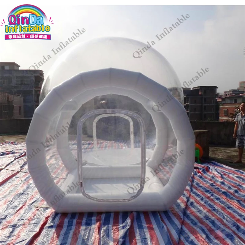 3m Diameter Inflatable Transparebt Camping Tent,0.6mm Pvc Inflatable Air Bubble Tent With Frame Tube Entrance