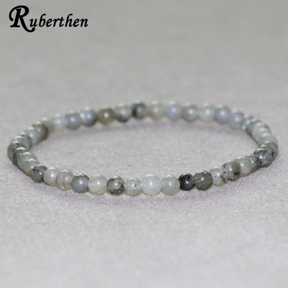 Ruberthen Labradorite Bracelet 4 mm Natural Stone Beads Bracelet Mini Gemstone Energy Bracelet