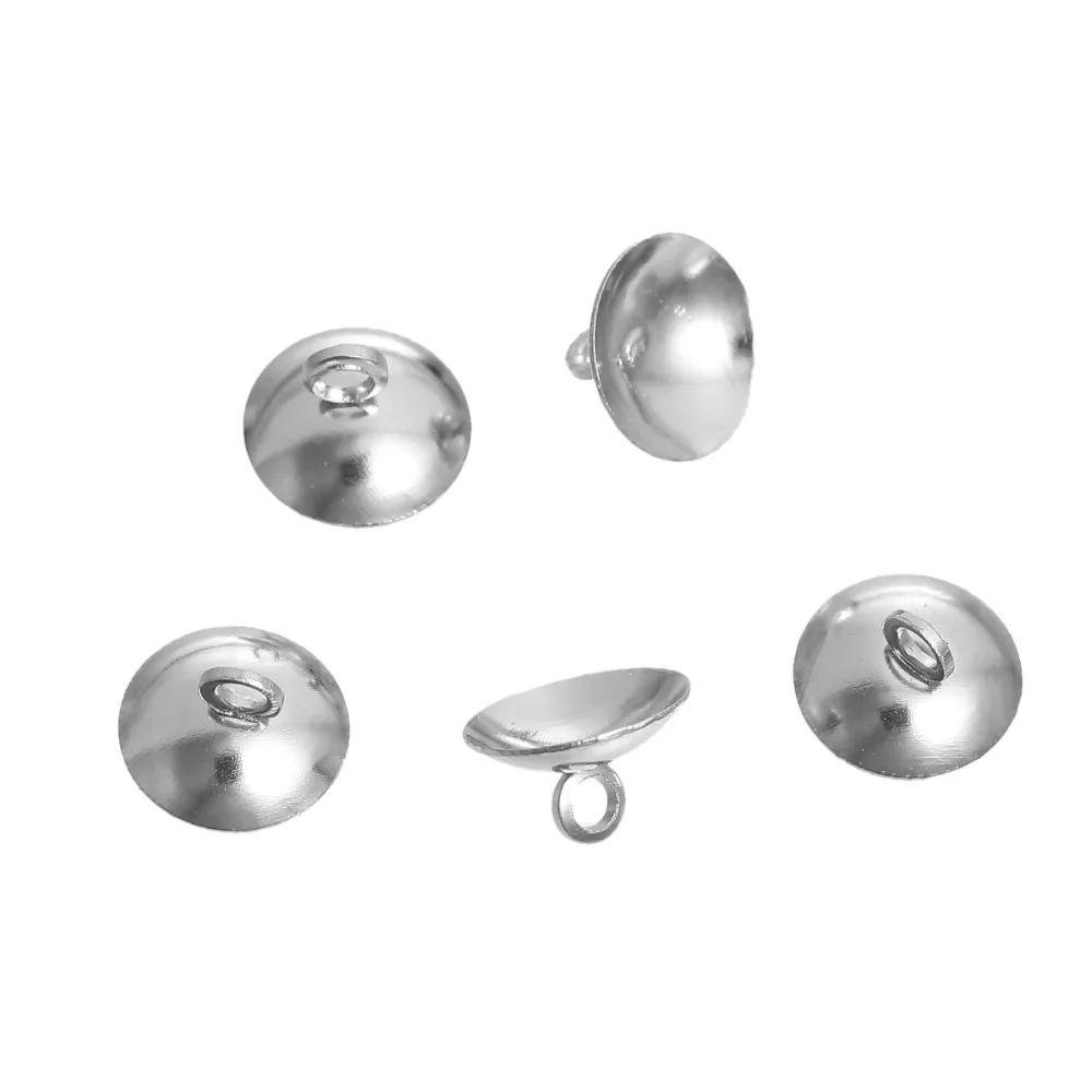 DoreenBeads Iron Based Alloy silver color DIY Beads Caps With Loop For Glass Bubbles Round (Fit 10mm Dia) 10mm x 6mm, 20PCs