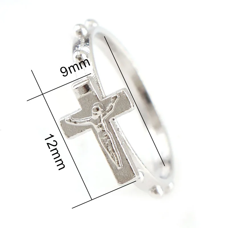 Cross Religious Ring Set 12PCS/pack Silver Color Catholic Wedding Ring Catholic Crucifix Ring Religious Wedding Jewelry Gifts