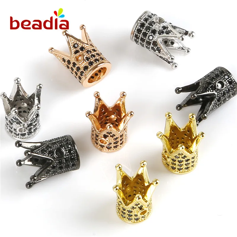 New Fashion Copper Alloy Crown Geometric Beads Electroplated Colors Vintage Charms For DIY Jewelry Making Accessories Bracelets