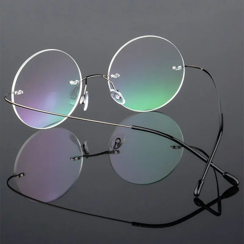 Round Rimless Eyeglasses Frame Optical Alloy Prescription Eyewear Glasses Frame for Men and Women Eye Glasses