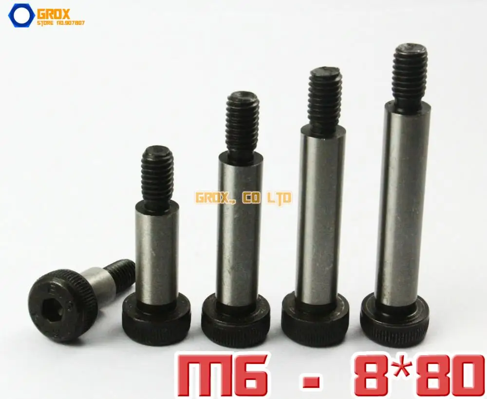 5 Pieces M6 Threaded 8 x 80mm 12.9 Grade Alloy Steel Hexagon Socket Head Shoulder Screw Bolt