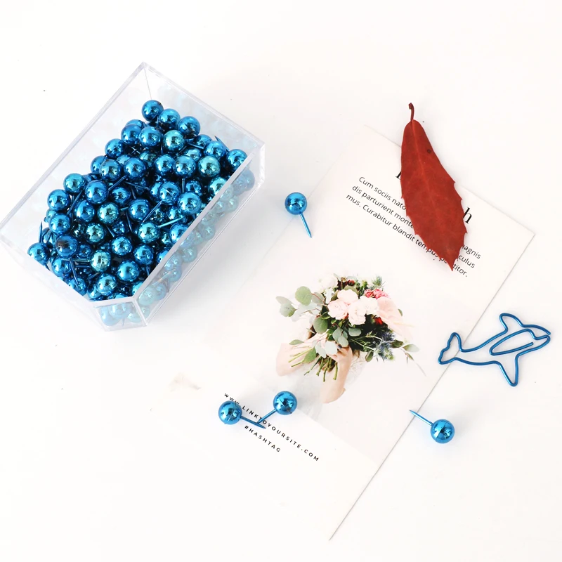 

TUTU 100 Pcs/box blue Electrophoretic-coated Plastic Quality Colored Push Pins Thumbtacks Office School H0315