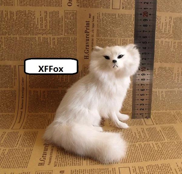 white real life fox model plastic&furs simulation sitting fox gift about 15x15x16cm xf1730