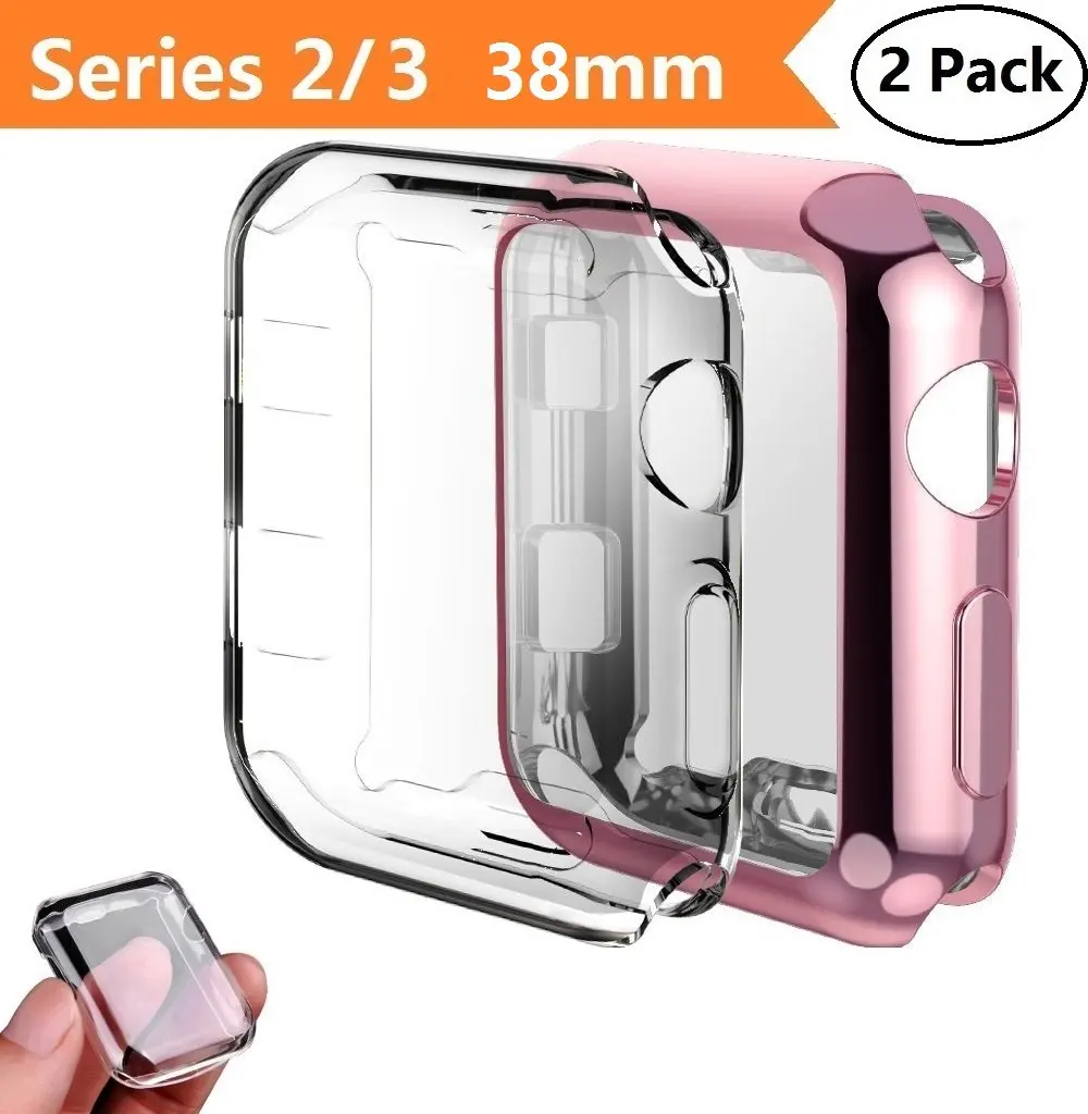 

Smart Watch Case for Apple Watch Series 2/3, 2-Pack All Around Protective Cover Case Screen Protector for IWatch 2/3