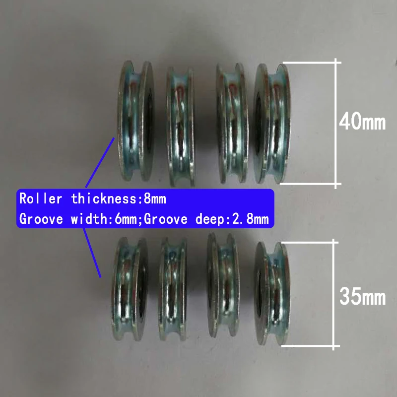 Diameter 35mm or 40mm Steel Thickness 8mm Wire Rope Rollers\Pulleys\Wheels With U-groove and bearing bore 5mm6mm8mm10mm  10pcs