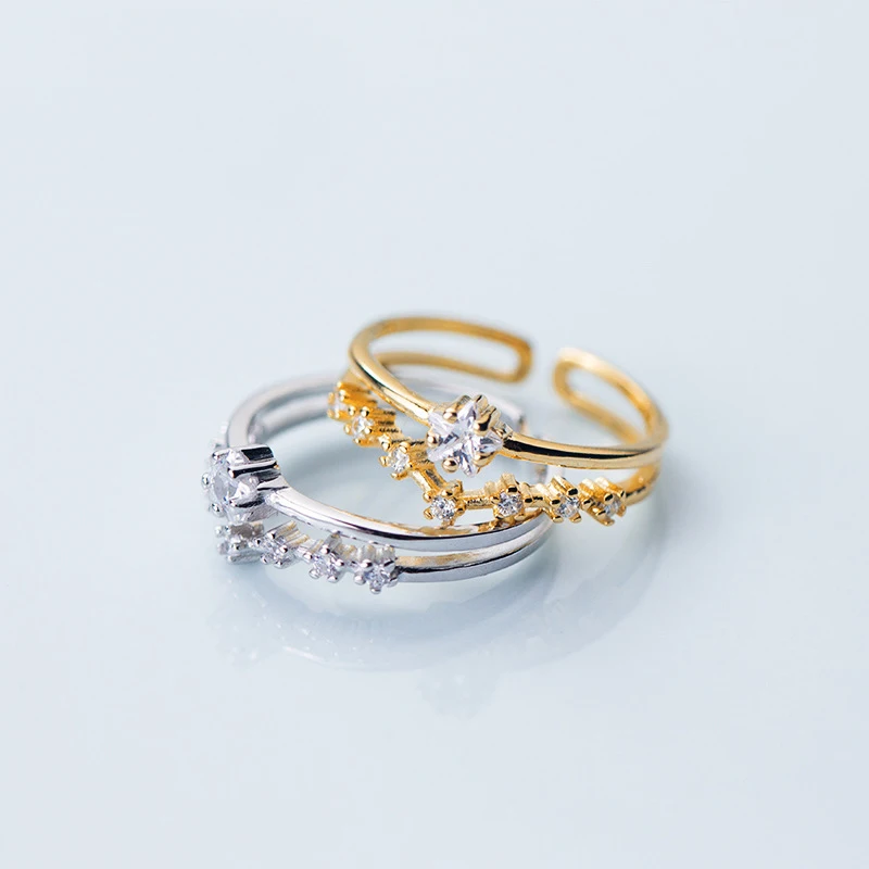 

MloveAcc Solid 925 Sterling Silver Ring Engagement Jewelry Classic CZ Star Fashion Rings for Women Anniversary Gift