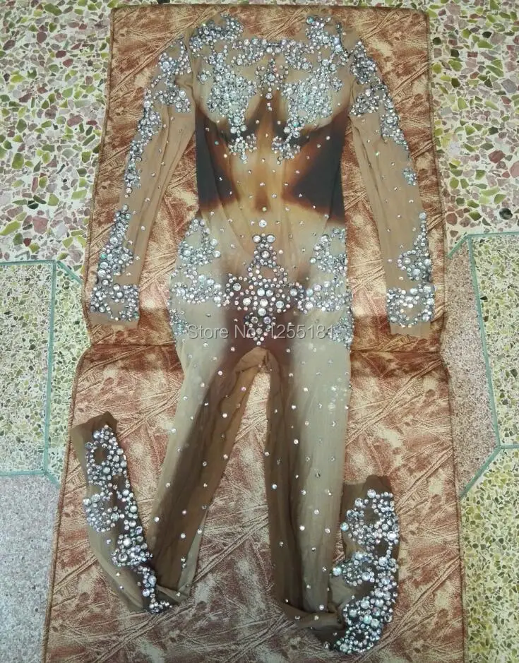 Vrouwen Shining Heldere Bodysuit Kostuum Crystal Perspectief Jumpsuit Stadium Dancewear Prestaties Singer Nachtclub Rompertjes