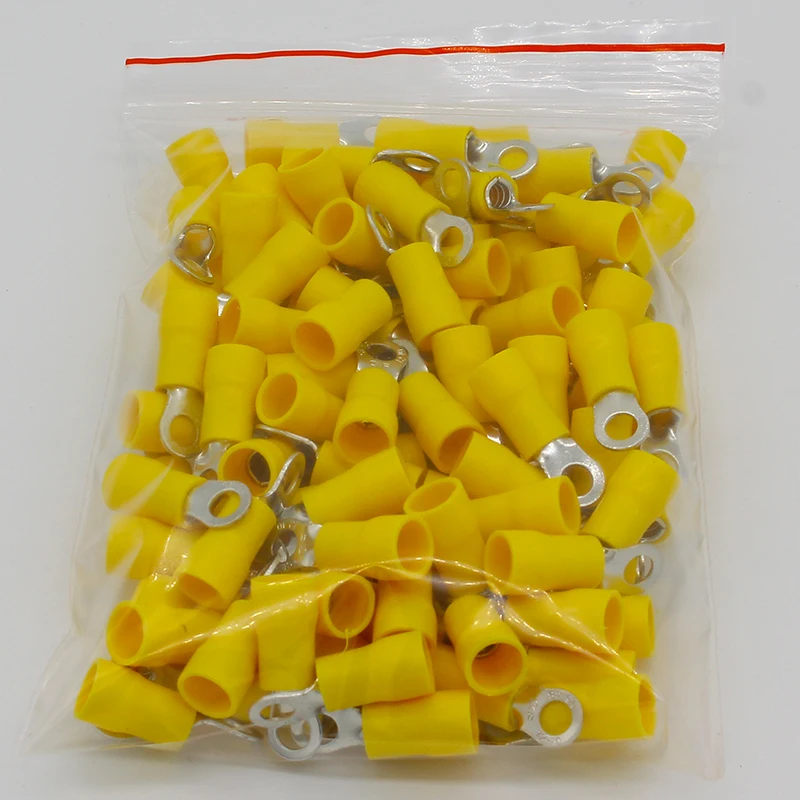 RV5.5-4 Yellow Ring insulated terminal 100PCS/Pack cable Crimp Terminal suit 4-6mm2 Cable Wire Connector RV5-4 RV