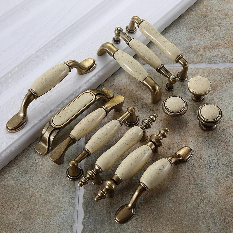 AOBT Ceramic Handle Cabinet Door Knobs European Wardrobe Cabinet Wholesale Fashion Furniture Modern Minimalist Chinese Drawer