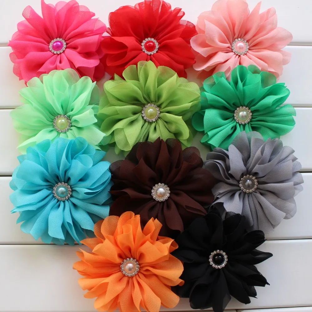 9cm Kids Girl hair flower Ballerina Flowers Chiffon Flowers,Fabric Flowers For Headbands,Hair Accessories 36pcs