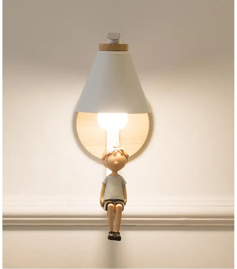 

white/black Boys & Girls wall fixture lighting Indoor 1 pcs boy wall light kid's Wall Lamp for children Bedroom Living Room Bar