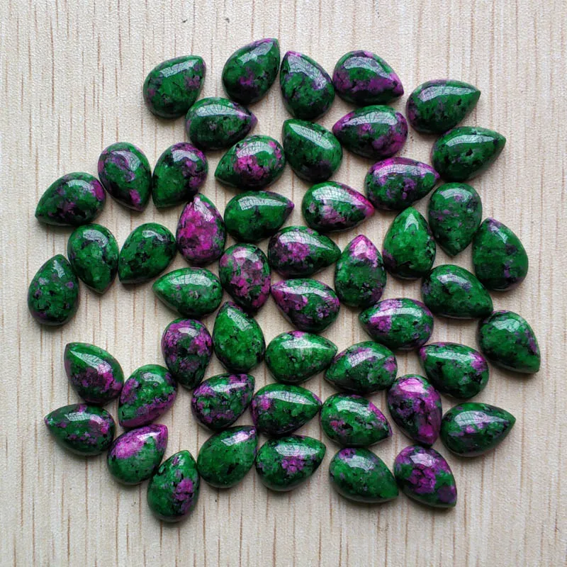 

2018 Fashion natural red and green treasure water drop CAB CABOCHON teardrop charms beads 10x14mm wholesale 50pcs/lot free