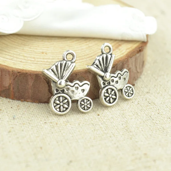 

High quality 25pcs metal antique silver Plated Baby carriages charms for DIY jewelry making 18*13mm J182