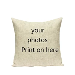 Customized Cushion Cover Design Decorative Pillows Print  Pet Wedding Personal Life Photos Gift Linen Square Printing Almofadas