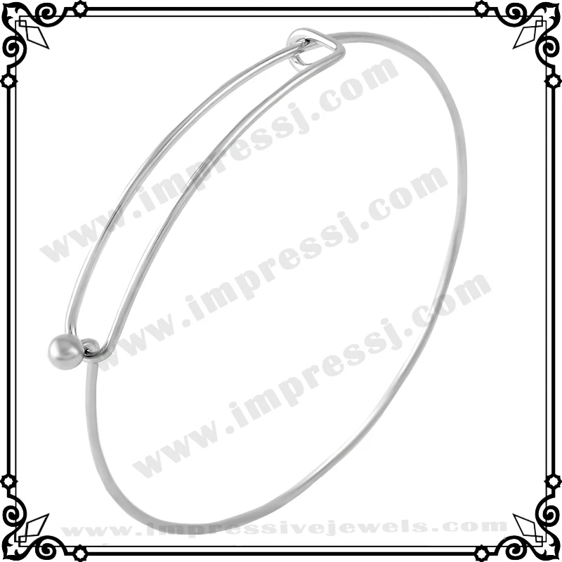 

IJB0455 Cheap Wholesale 316L Stainless Steel Expandable Bangle Adjustable Cuff Bracelets Single Circle Wire Bangle For Christmas