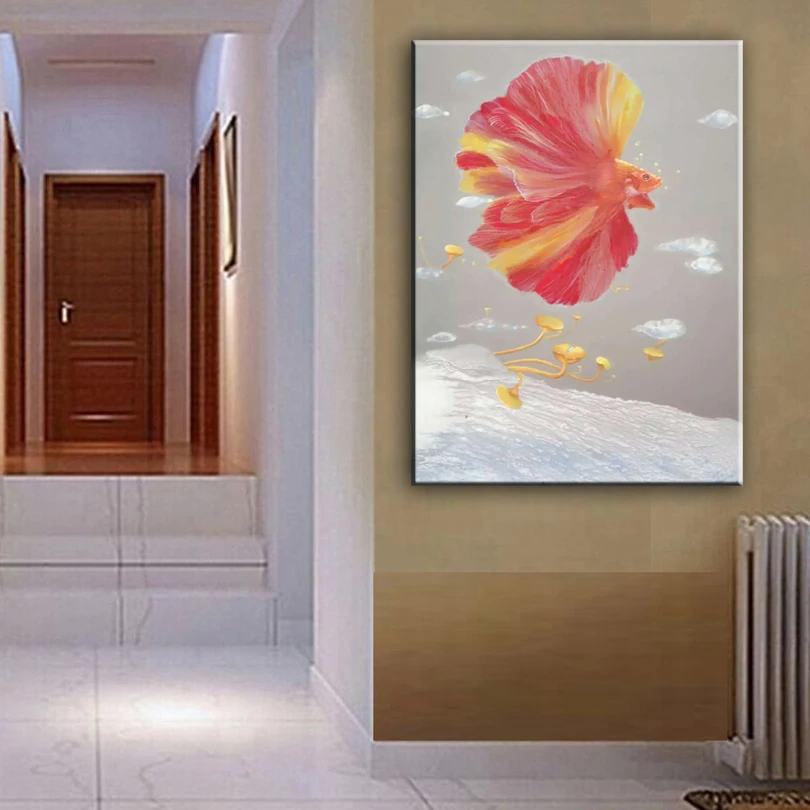 Original oil painting Dancing goldfish painter original paintings decoration painting Custom-made oil painting 16110702