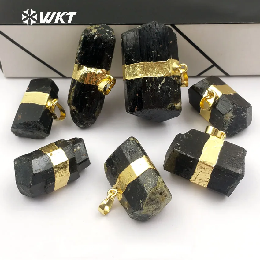 WT-P315 WKT New Black tourmaline nugget pendants, natural black healing pendants raw tourmaline pendants