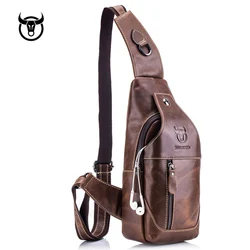 Homens de Couro Genuíno Bolsa de Peito Crossbody, Sacos De Ombro, Pacote Diagonal, Messenger Bag, Couro, Marca Designer