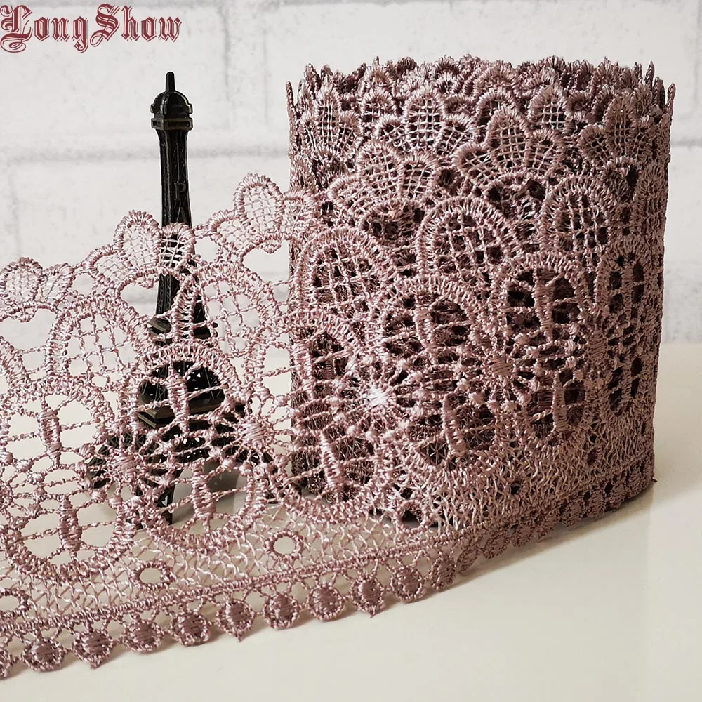 1 Lot/5 Yards 9cm Width White Light Coffee Color Water Soluble Embroidered Lace Trim Apparel Sewing Border