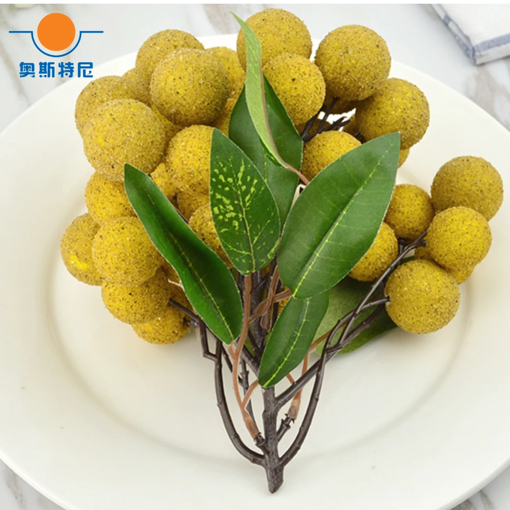 

1 bunch 18cm long High imitation fake artificial longan Fruit&artificial longan bunch plastic fake simulated longan fruit model