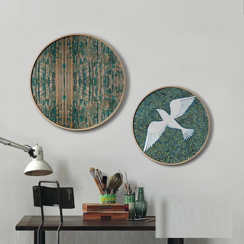 EECAMAIL Ruang Tamu Modern Lukisan Berlian Nordic Round Diamond Cross Stitch Restoran Lukisan Teras Diamond Bordir DIY