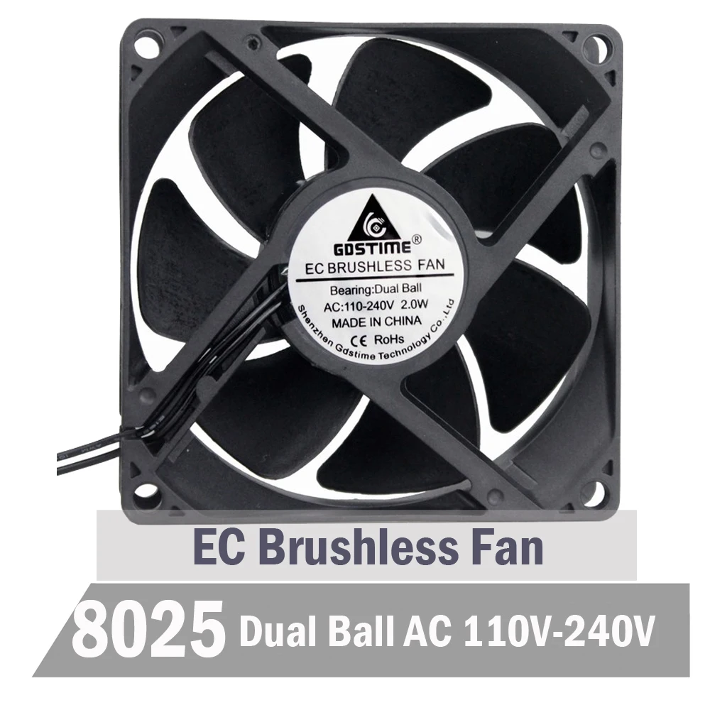 

Gdstime Ball 80mm 8025 EC Fan 8CM 80MM X 80MM X 25MM EC Brushless Cooling Fan 110V 115V 120V 220V 240V Fan