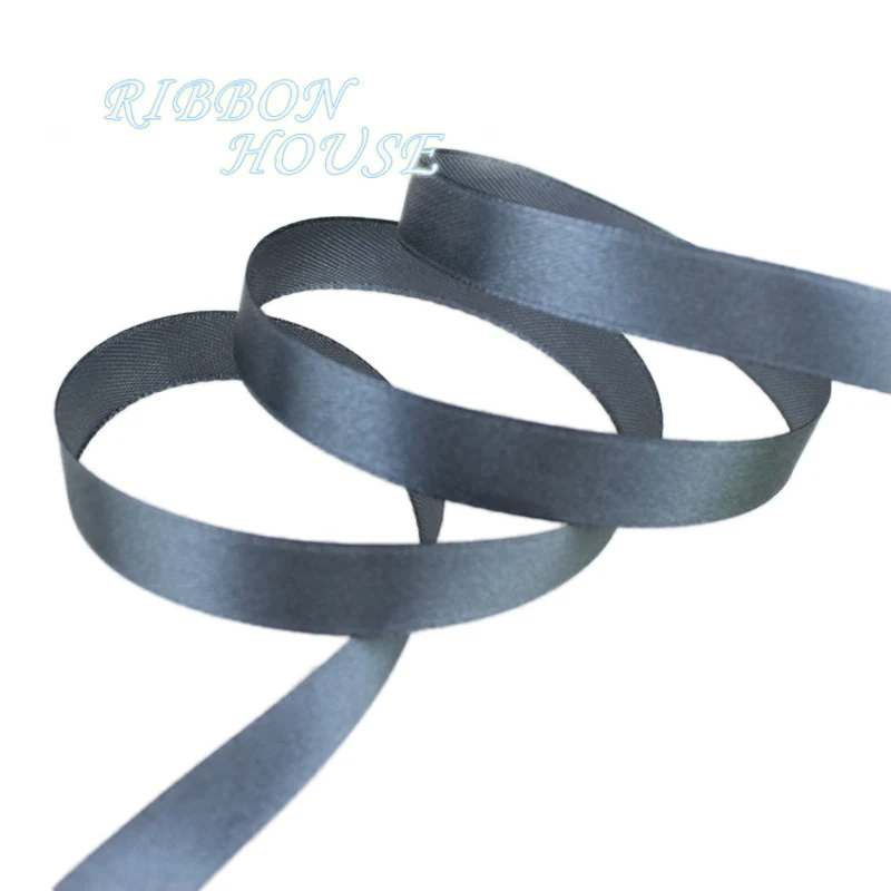 (25 yards/roll) Dark Grey Single Face Satin Ribbon Wholesale Gift Wrapping Christmas ribbons