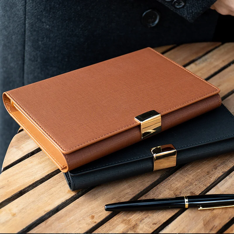 Business High-grade 6 Holes Agenda 2021 Organizer Loose-leaf Thicken Filofax Notebook Journal Hardcover Pu Leather Diary Notepad