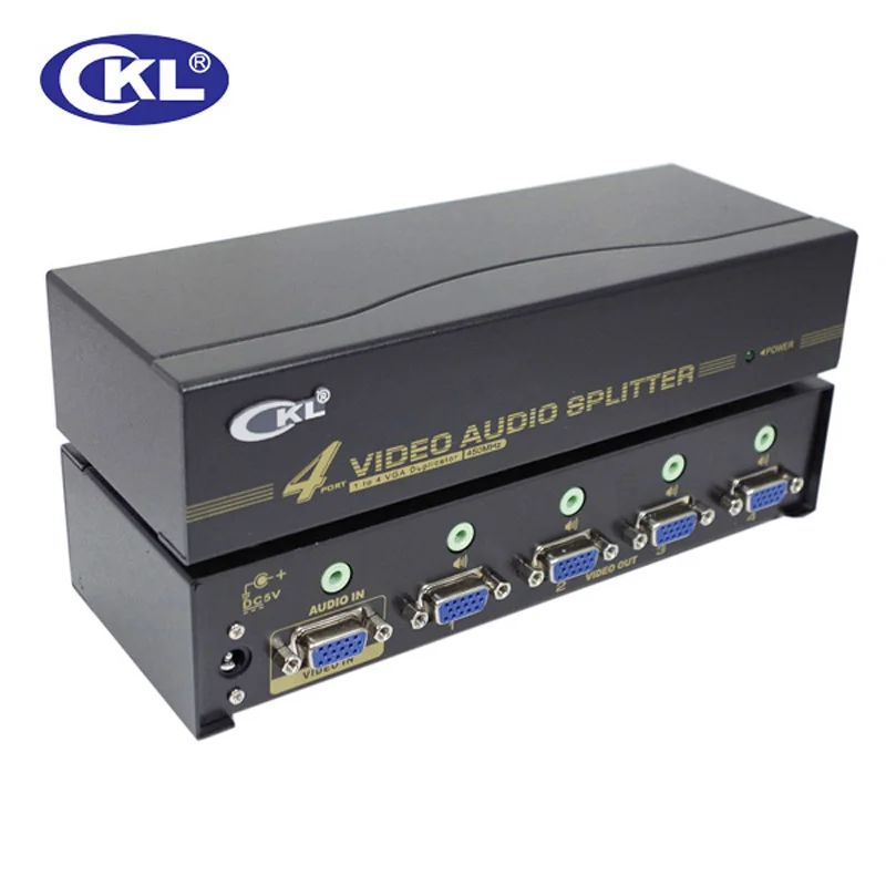 CKL-104S 4 Port VGA Splitter with Audio Metal Case Supports 450Mhz 2048*1536