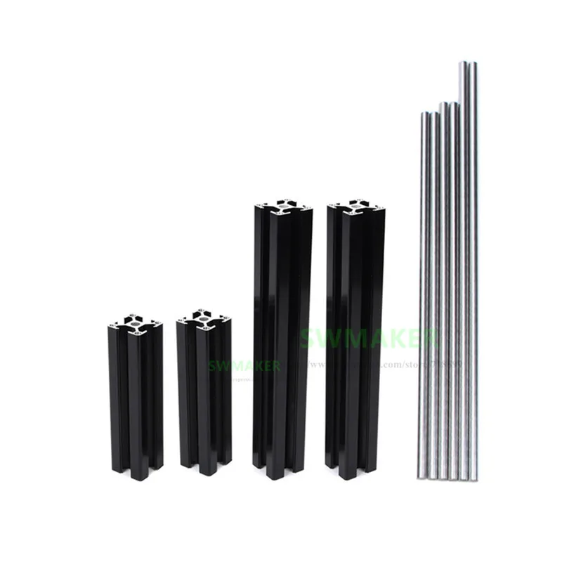 

Black Prusa I3 MK3 Aluminum Extrusion Profile kit 3030 Aluminum Profile +6pcs Smooth Rods Kit for Prusa I3 MK3 3D Printer