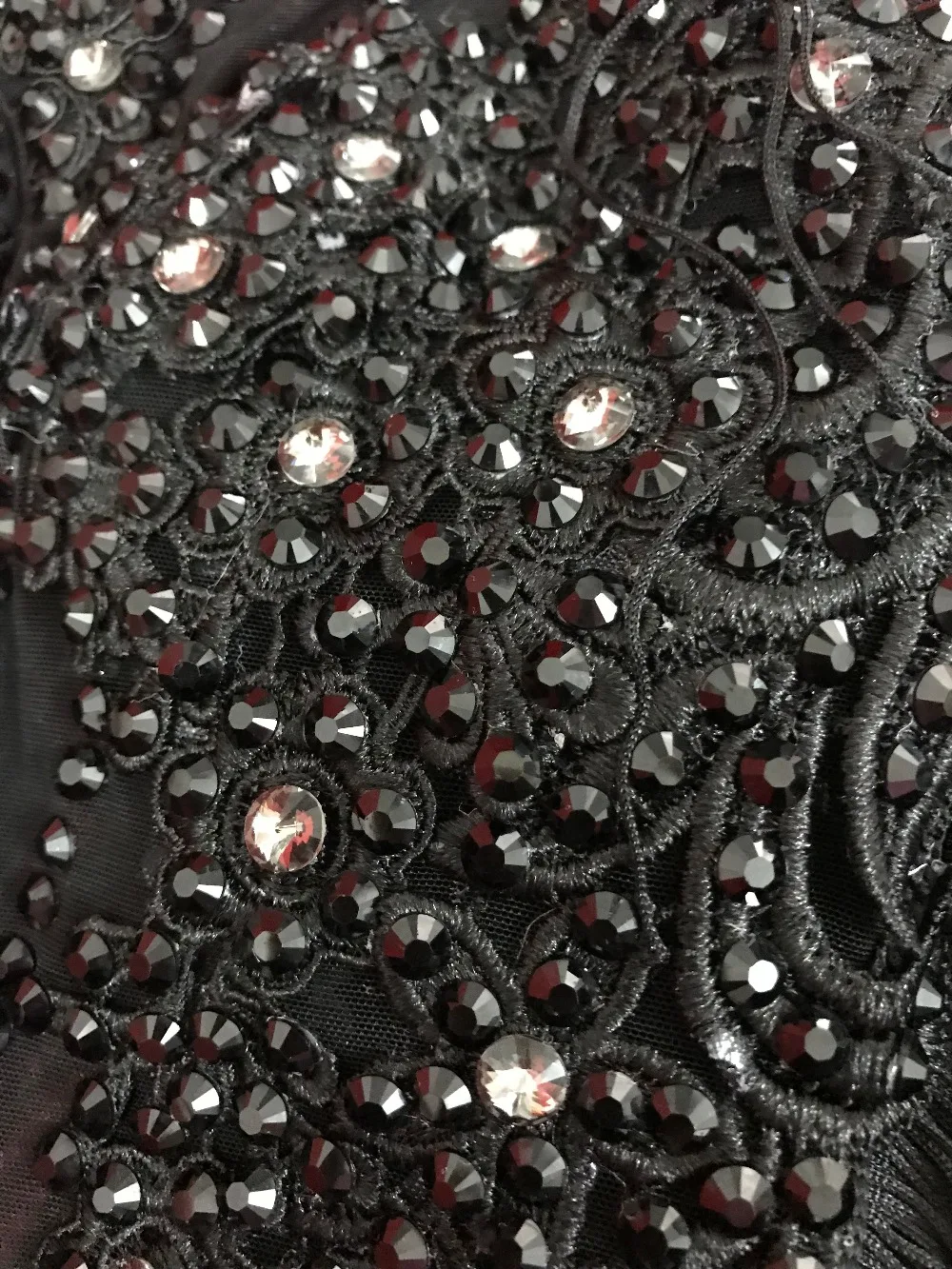 2019 แฟชั่น Rhinestones สีดำ Fringes Rompers เซ็กซี่ตาข่ายมุมมอง Jumpsuit ผู้หญิงนักร้องนักเต้นแฟชั่น Leggings