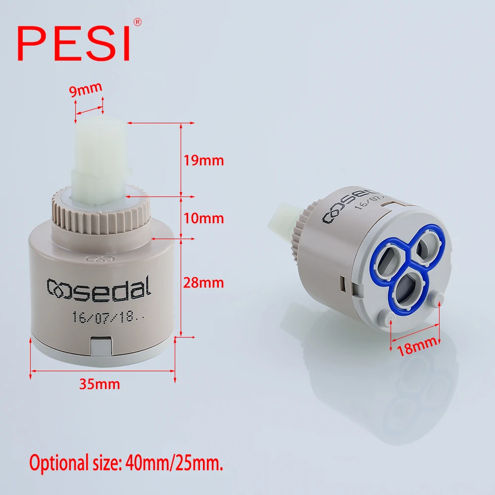 25mm / 35mm / 40mm Ceramic Cartridge Faucet Cartridge Mixer Low Torque Faucet Accessories Spindle Free Rotation Flat Base.