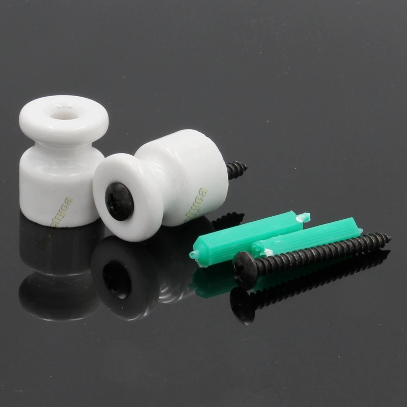 5 pieces 10 pieces 50 pieces Porcelain Insulator Ceramic Wiring Guider Fixings With Expansion Screws