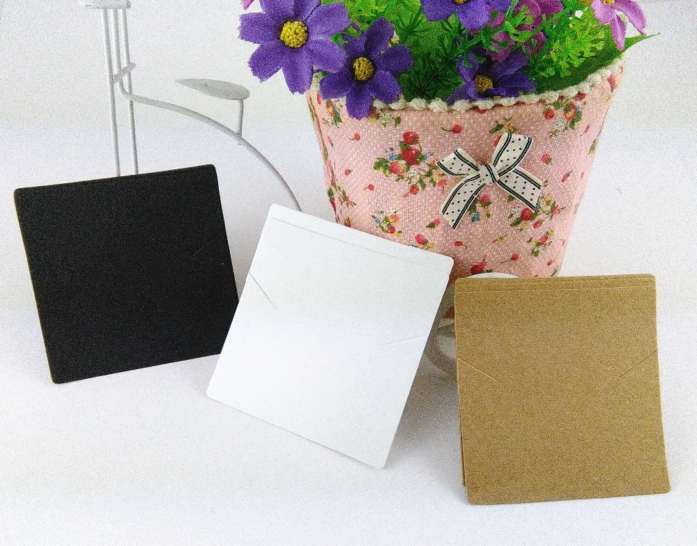 

200PCS/Lot 8x8cm Kraft Paper jewelry cards 3 color Blank Necklace Cards Jewelry Display Card Accept costom logo