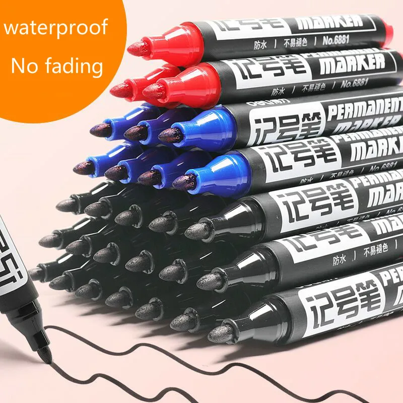 

Deli Permanent Marker Large Capacity Black Oily Marker Hook Line Pen Sharpie Poster Pens Waterproof Quick Dry