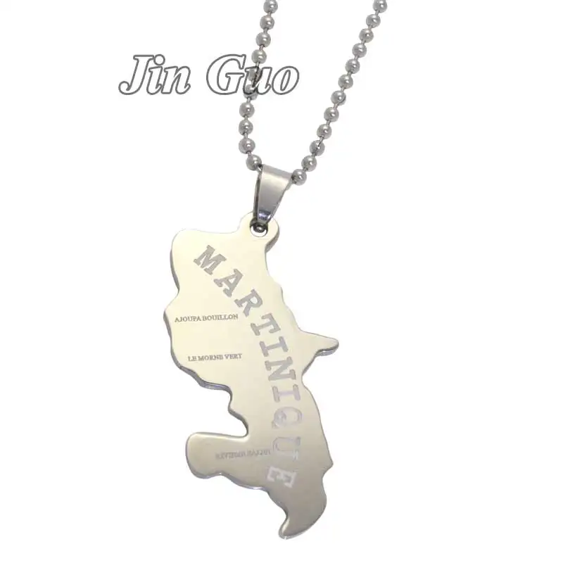 Jin Guo  martinique map  stainless steel pendant & necklace