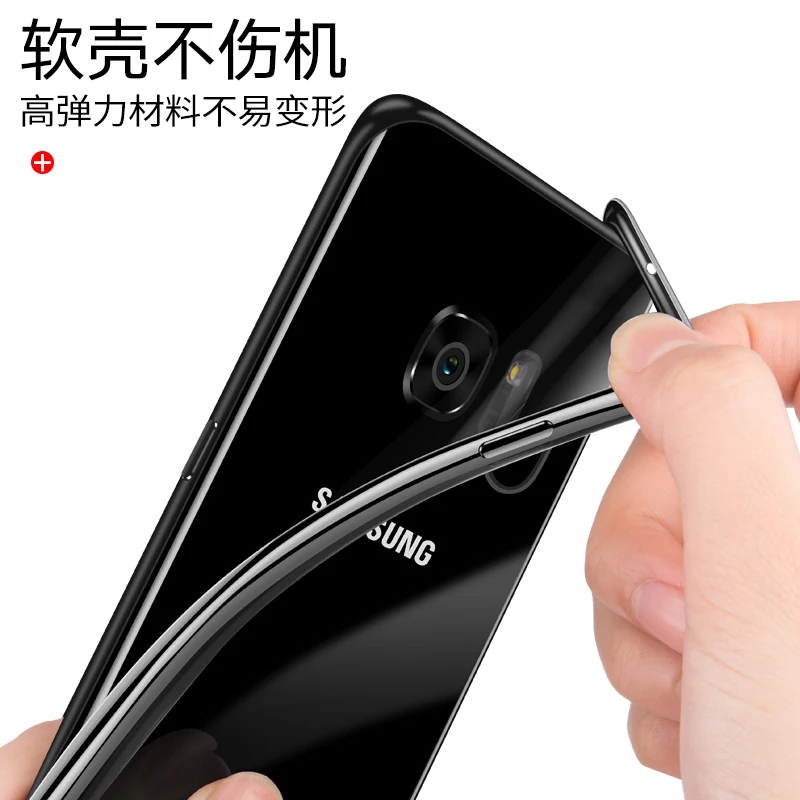 Clear Soft Silicone TPU Plated Phone Case For Samsung Galaxy S8 S9 S10 Plus 4G Ultra Thin Shockproof Back Plating Phone Cover