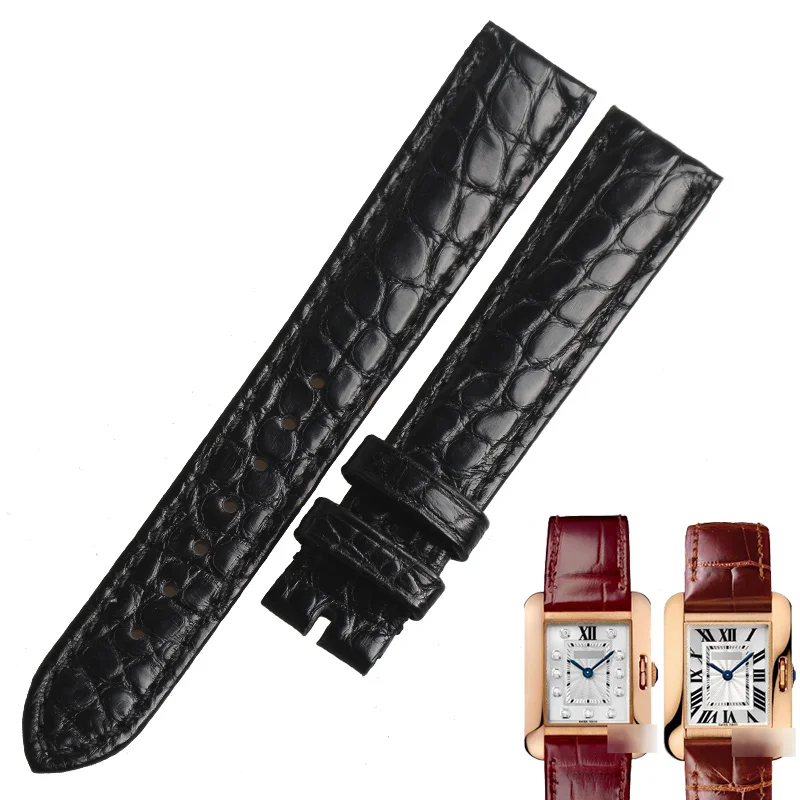 WENTULA watchband for Cartier  tank W5310027 alligator skin /crocodile grain woman 15MM