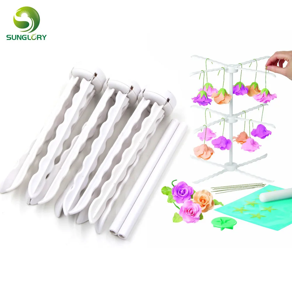 

Plastic Sugar Craft Fondant DIY 31CM Detachable 3 Layers Gum Paste Flower Drying Rack Air Dry Stand Cake Decorating Baking Tools