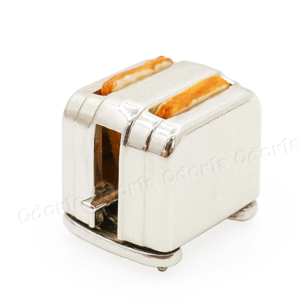 Odoria 1:12 Miniature Toaster Two-Slice Bread Machine Set Kitchenware Model Kitchen Dollhouse Accessories Doll House Decoration