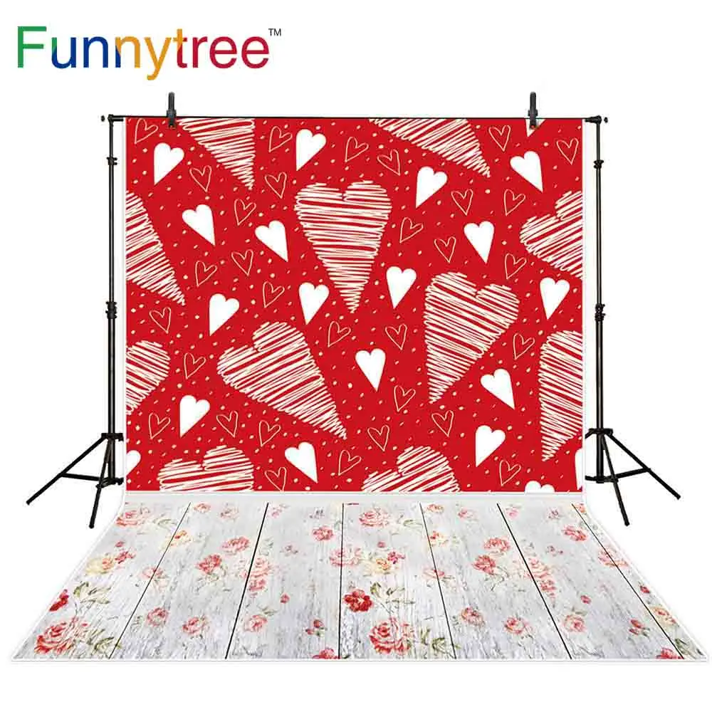 

Funnytree heart photography background valentine's day flower rose wood backdrop photocall February 14 studio decor photophone