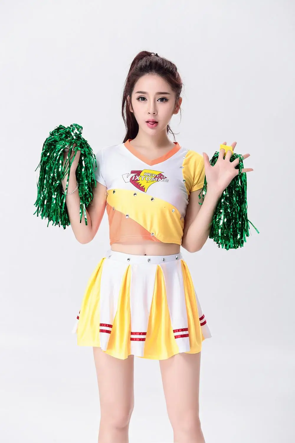 Orange color Classic Pure School Girl Costume Cheerleader Dirndl Korean Japanese NOWCOS Sexy Cosplay School Uniform