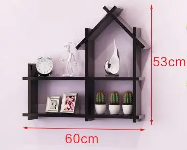 Solid wood shelf on the wall.. Hanging bookcase bedroom walls. Decorative frame